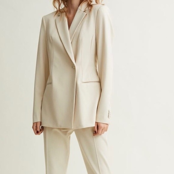 Double-breasted Hourglass Blazer in Beige Color - Size Medium